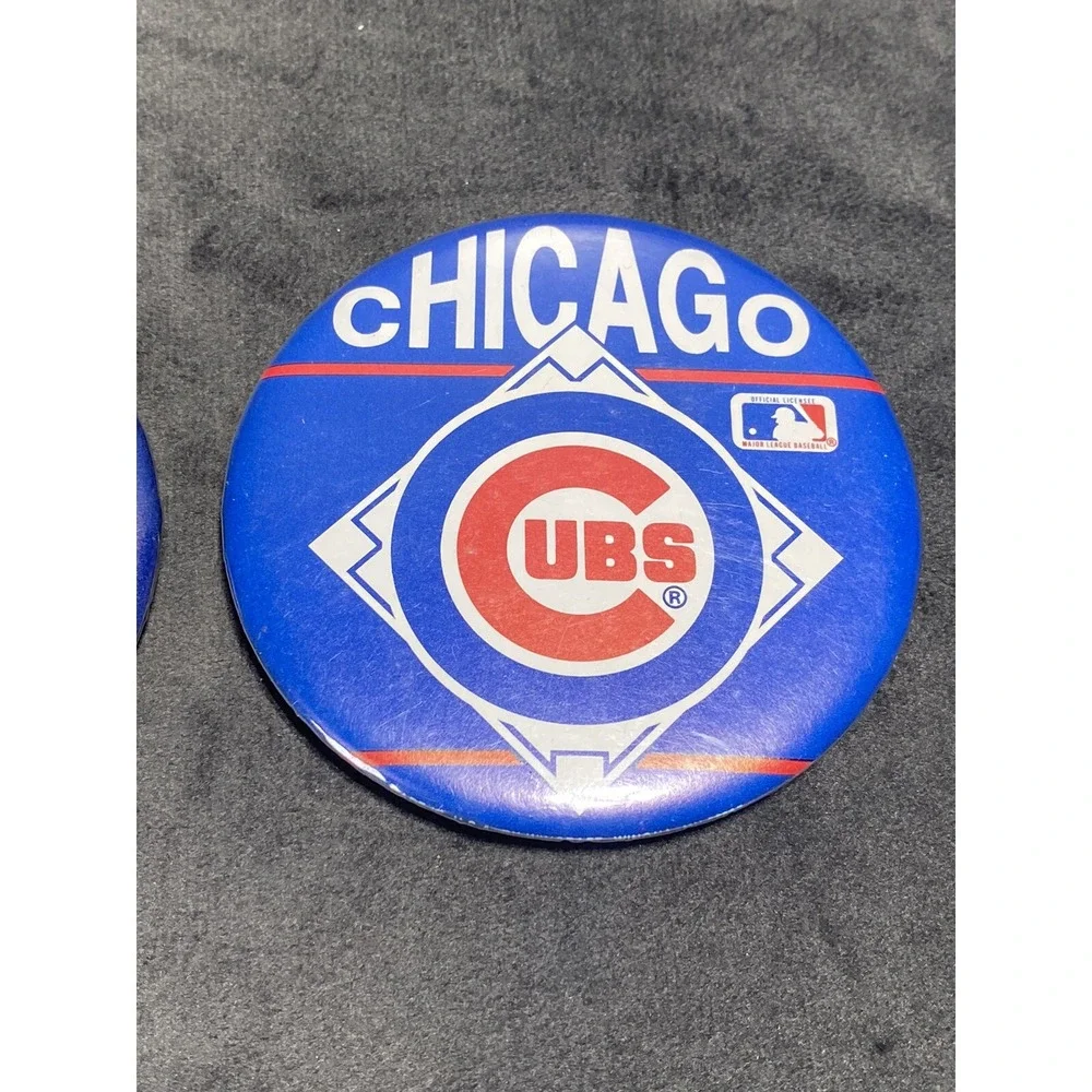 Vintage Chicago‎ Cubs + White Sox Pinback Button Large Baseball 3.5